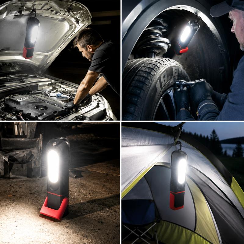 🔥 Rechargeable Work Light, 3000LM COB LED Magnetic Mechanic Light with 360° Swivel Hook, 180° Adjustable Stand, Flashlight Mode, USB-C Charging, IP54 Water-Resistant for Car Repair, Garage & Camping