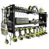 🛠️ Heavy-Duty Wall-Mounted Tool Rack: Steel, Side Pegboards, Vented Mesh, Red