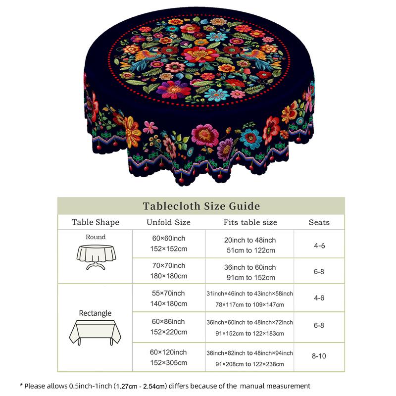 📢📢50% OFF !! ⏰Mexican Floral Tablecloth With Scalloped Edge
