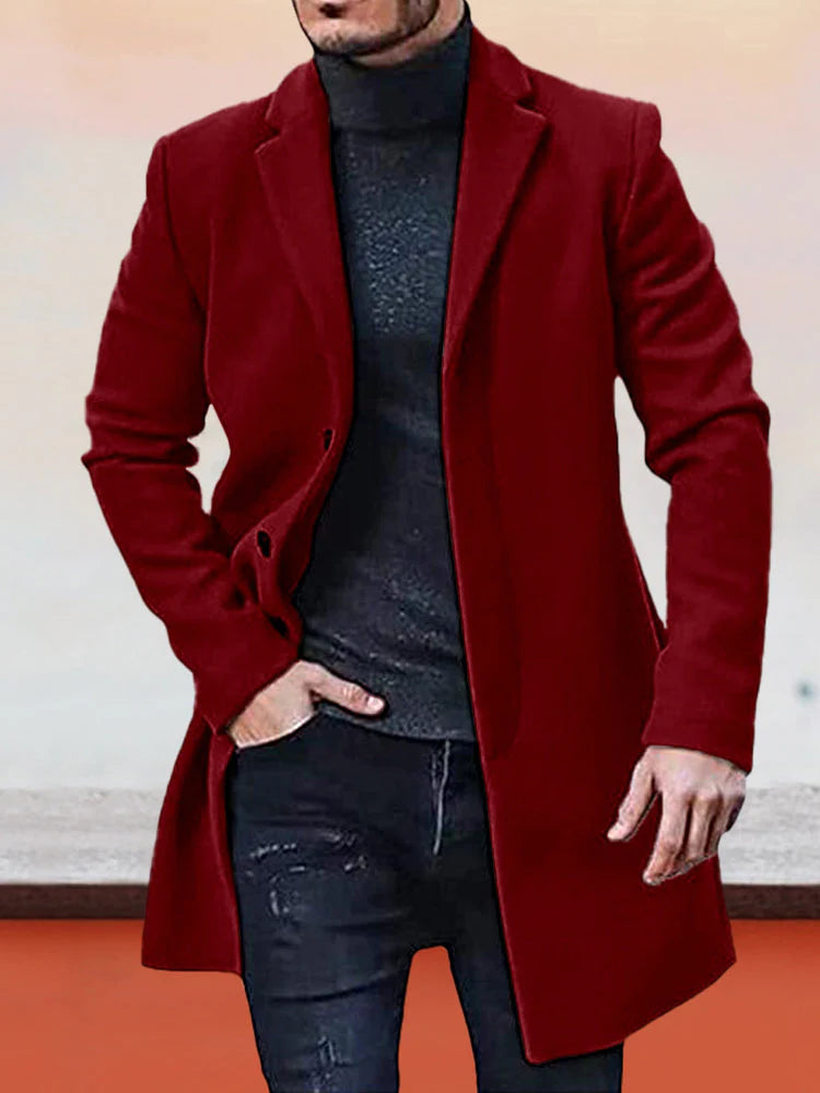 ๐ Men's Classic Single Row Buckle Solid Color Jacket - Timeless Daily Essential