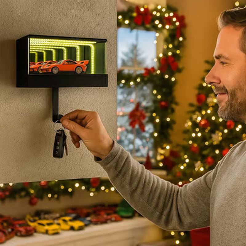 ⏳Limited-time 50% off⏰Infinity Mirror LED Garage Key Holder🗝️🪞🏎️