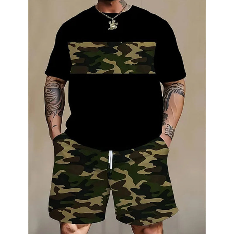 🔥2026 New Arrival & Hot Sale & 50% Off🔥Men's Camouflage Print T-Shirt & Shorts Set