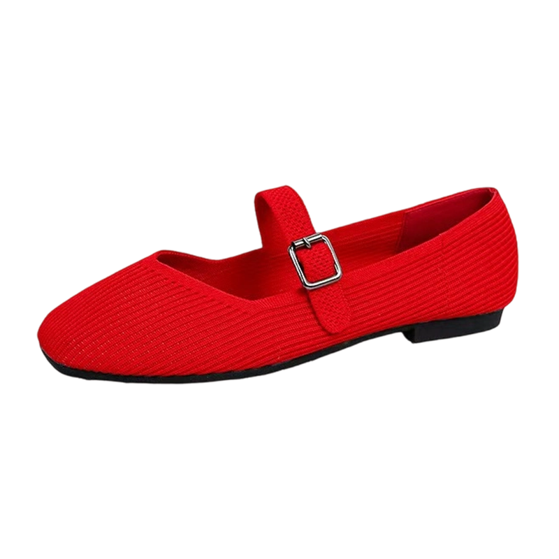 🔥 LIMITED-TIME SALE £12.99!!🎀Breathable Square Toe Ballet Flats – Knit, Lightweight, Comfy 👣