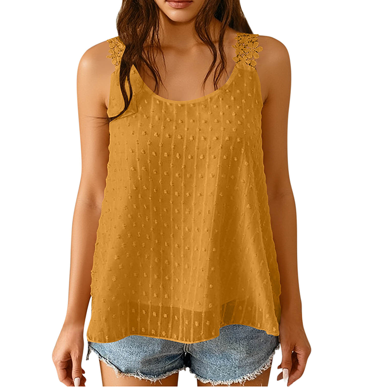 ๐ 50% OFF NOW! โฐ Elegant Dot Lace Strap Tank Top โ Soft & breathable โ Delicate lace straps, flattering fit โ perfect for layering or summer chic ๐ธ