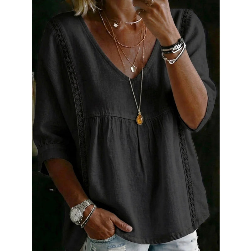 🌸 50% OFF NOW! 🌸Women's Casual V-Neck Lace Trim Top