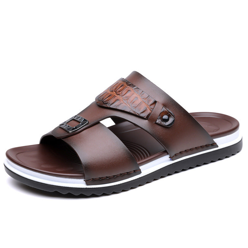 ๐ 50% OFF! ๐ซ Men's faux leather slip-on sandals โ Breathable mesh & non-slip sole โ Comfortable fit, perfect for summer, the beach, or everyday walks ๐๏ธ