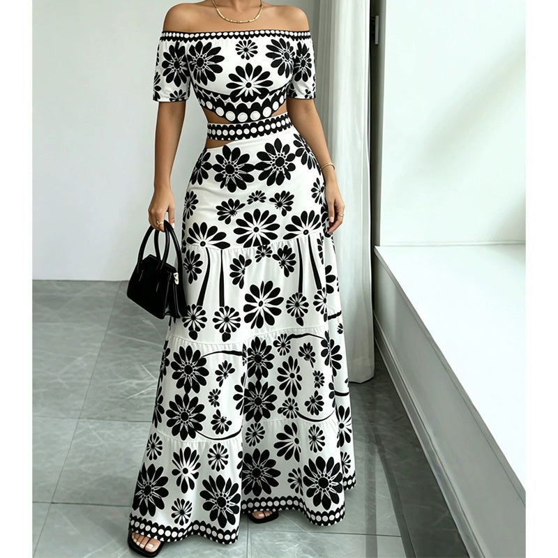 ๐บ LIMITED-TIME 50% OFF! ๐ฅ Women's Off-Shoulder Midi Dress โ Daisy Print, Waist Cutout & Flattering Flowy Fit โ Tropical Chic ๐