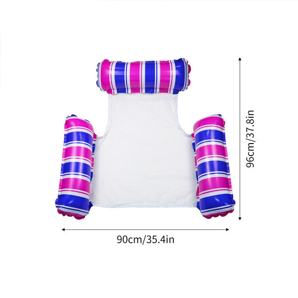 Colorful Striped Inflatable Pool Float with Inflator