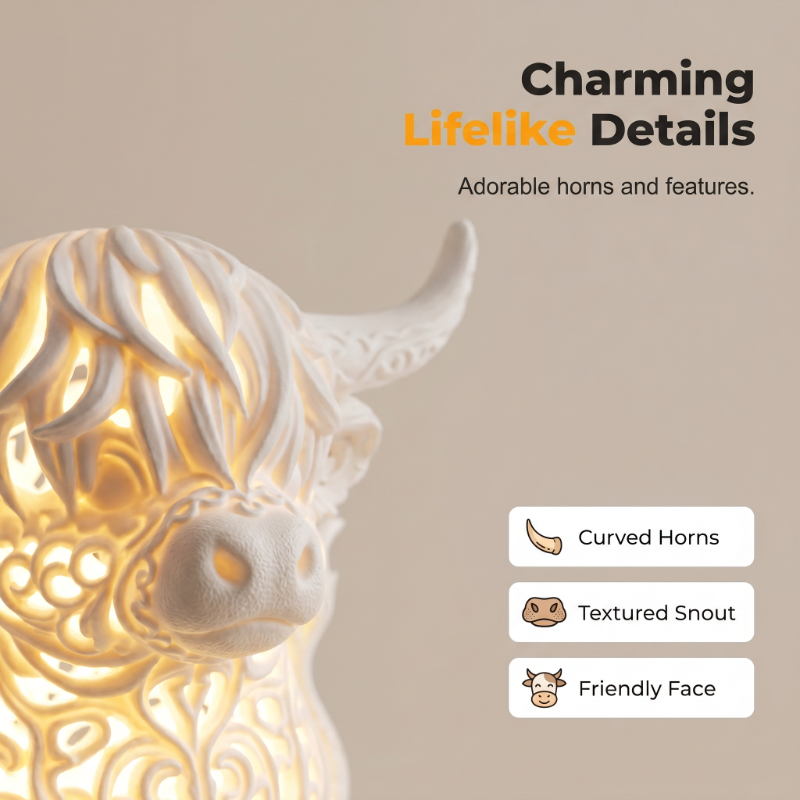 Warm Glow Highland Cow Table Lamp