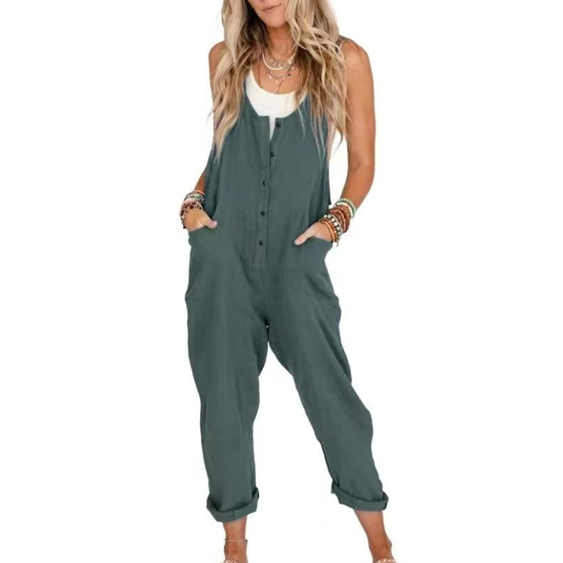 Women's Casual Sleeveless Jumpsuit with Pockets