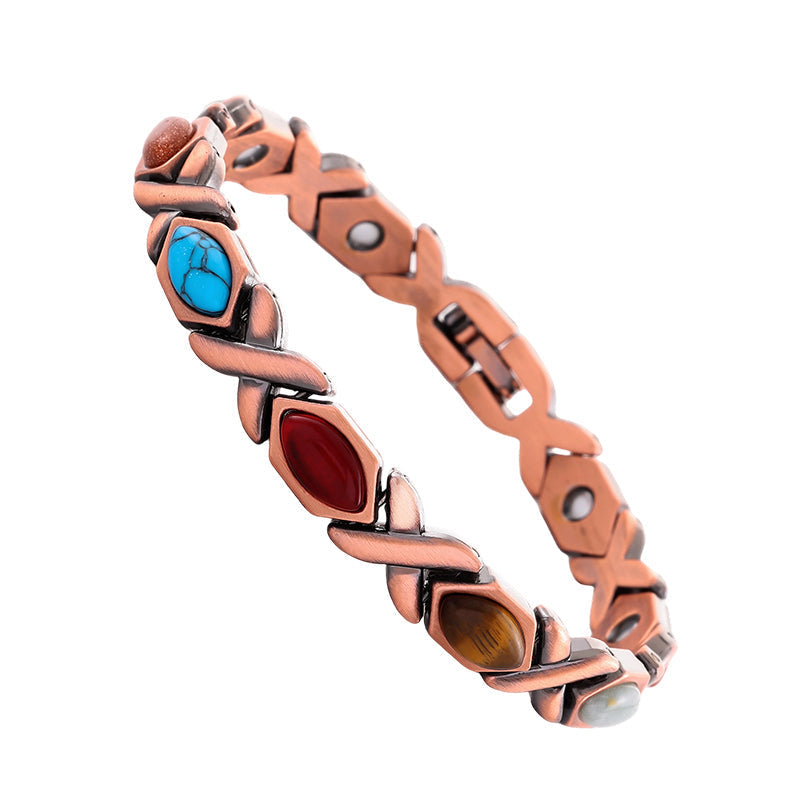 📢📢 50% OFF !! ⏰ Antique Copper Finish Magnetic Stone Bracelet – Timeless Style, Natural Energy & Perfect for Everyday Wear ✨