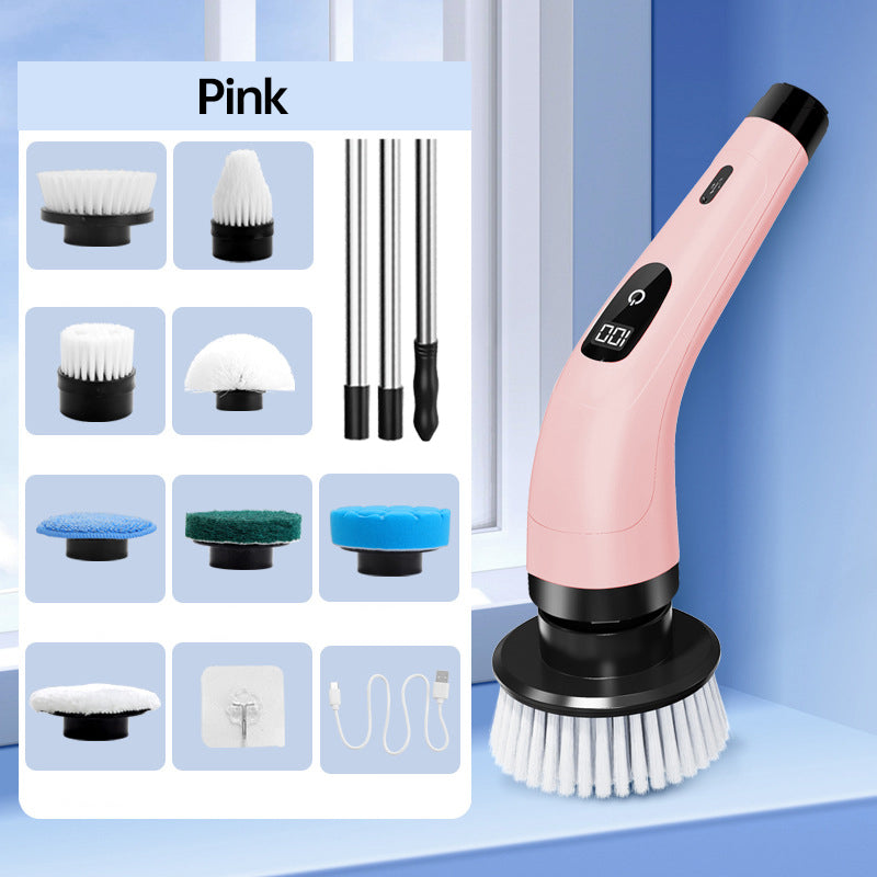 ⏳Limited-Time Special Offer⏰Rechargeable Cleaning Brush Set with Telescopic Pole & 8 Attachments — No Bending Over, No Kneeling, Effortless Cleaning