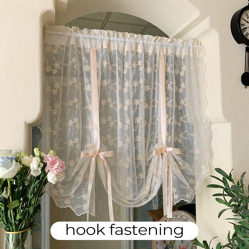🌸Embroidered Floral Tie-Up Sheer Curtain