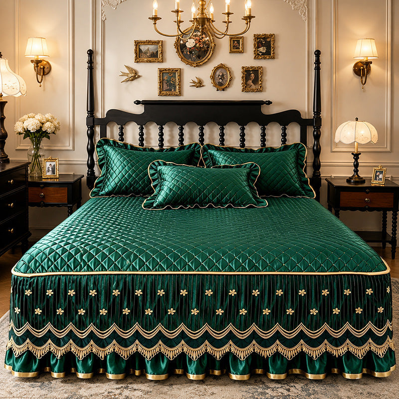 🛏️ 50% OFF! 🧵 Quilted Bed Skirt – Breathable, full-coverage & easy-fit ✨