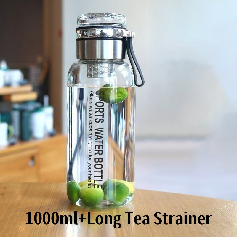 💧 LIMITED-TIME 50% OFF! 🍵 Large Capacity Portable Glass Water Bottle – Heat & Cold Resistant, Dual Tea Strainers & Leak-Proof Seal – Hydration On the Go ✨