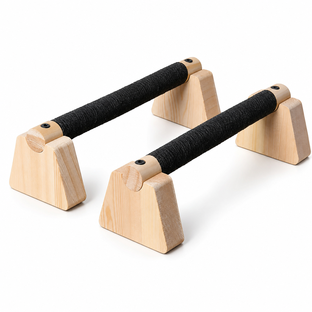 Wooden Push Up Bars Rubber Wood Parallettes Handstand Stands for Arm Strength Training and Fitness