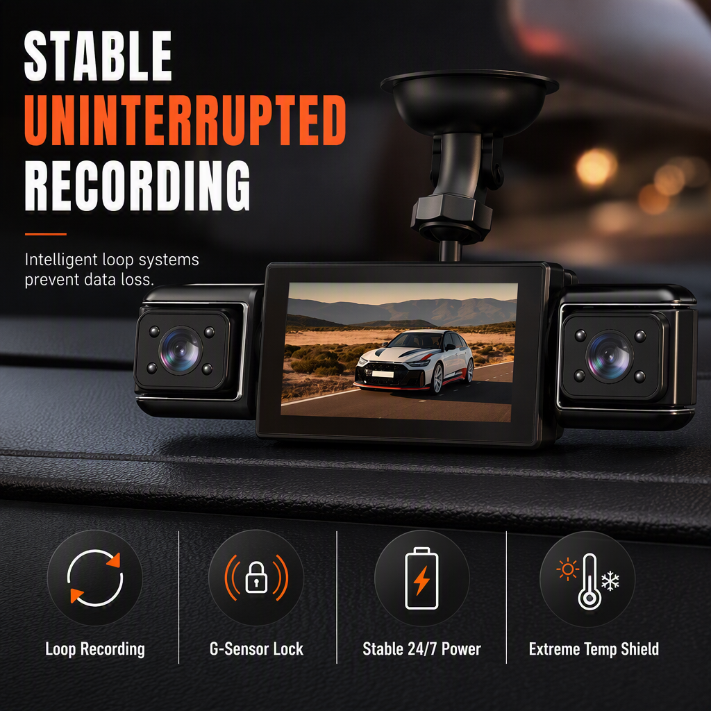 🚗📹F100 4-Lens Car Dash Cam 1080P HD – Infrared Night Vision & GPS Sync Recording