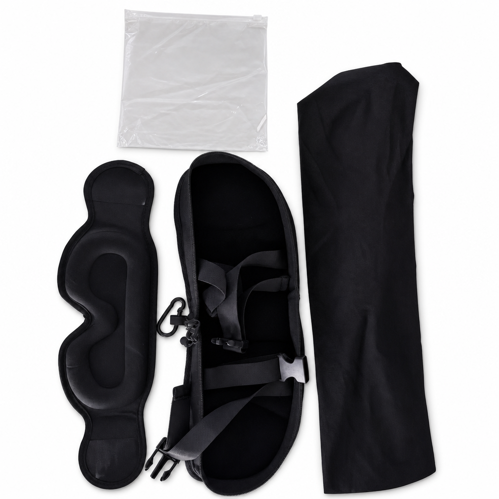 Integrated Memory Foam Travel Pillow and 3D Blackout Sleep Eye Mask Set for Travel Neck Support