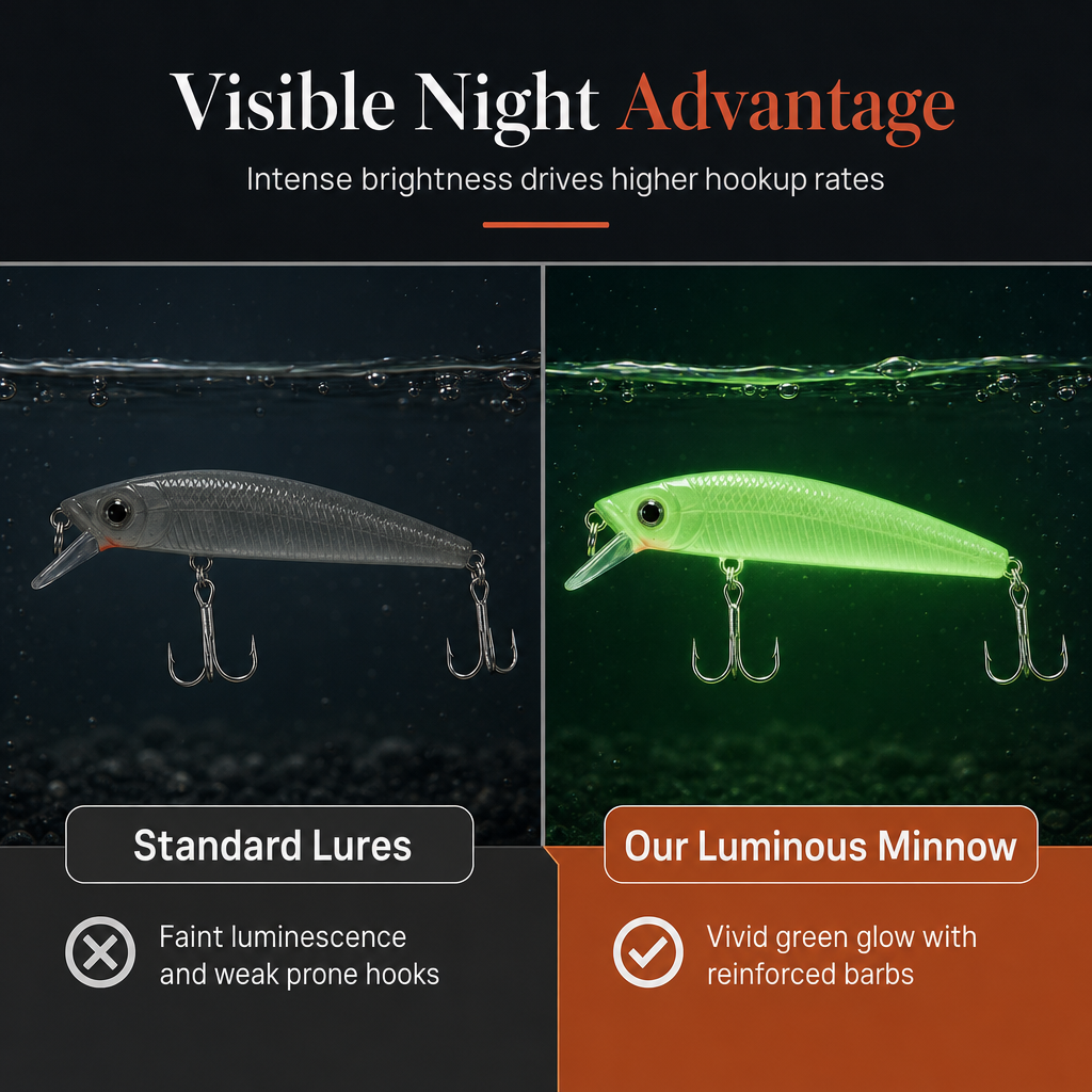 🔥50% OFF!!📢🎣 7cm 8g Luminous Minnow Hard Bait – Glow Brighter After Dark & Make Your Lure Easier to Track on Night Fishing Trips 🌙✨