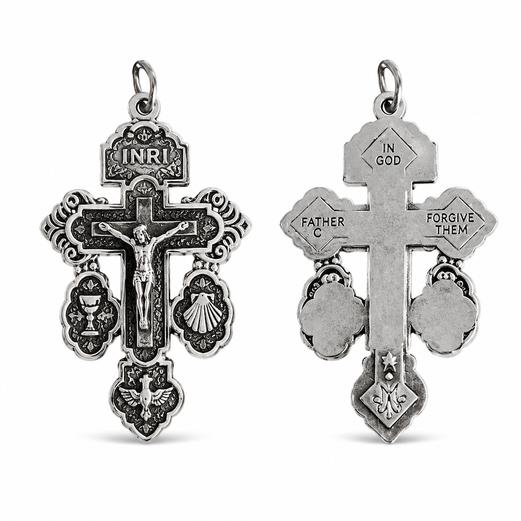 ✝️Zinc Alloy Pardon Crucifix with and Saint Benedict Medals Religious Charm for Jewelry Making