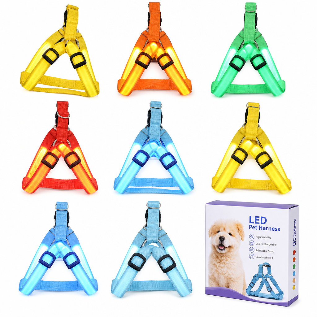 🥳2026 HOT SALE💞50K+ SOLD!✨ Adjustable LED Dog Harness Luminous Flashing Pet Chest Strap