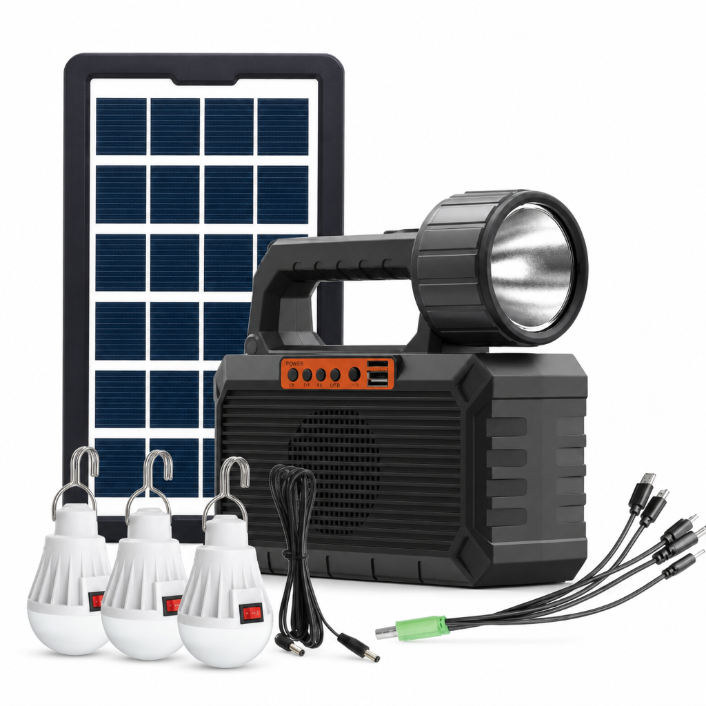 Portable Solar Emergency Radio with Bluetooth Speaker Flashlight and 5V Charging