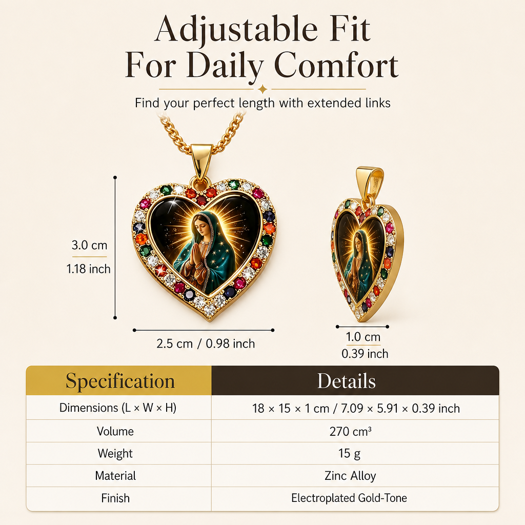 💖 50% OFF! ✨ Vintage Sacred Heart Virgin Mary Portrait Pendant Necklace – Finely Detailed Holy Cameo Graphic, Vibrant Sparkling Rhinestone Halo, Hypoallergenic Long-Lasting Luster & Comfortable Adjustable Chain – 1 Color 🌟
