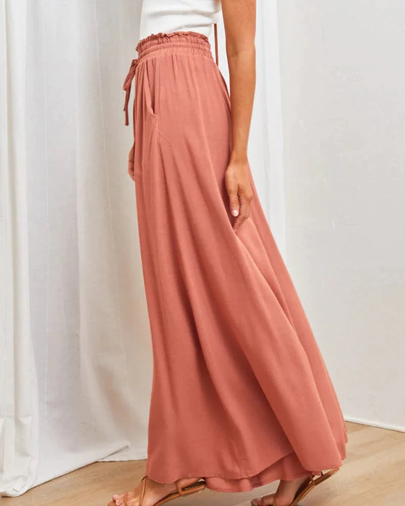👖 50% OFF NOW! ✨ Solid-Color Wide-Leg High-Waisted Pants – Cotton Blend, Loose Fit & Adjustable Drawstring 🌿