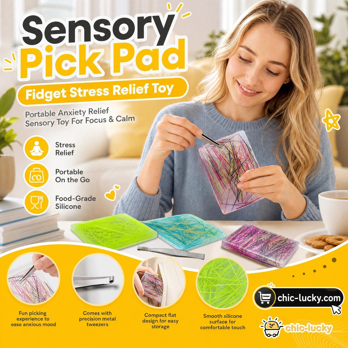 🔥50% OFF NOW!🧩 Rectangular Picking Fidget Toy – Anxiety Relief Tactile Plucking Sensory Toy with Metal Tweezers for Stress & Habit Relief