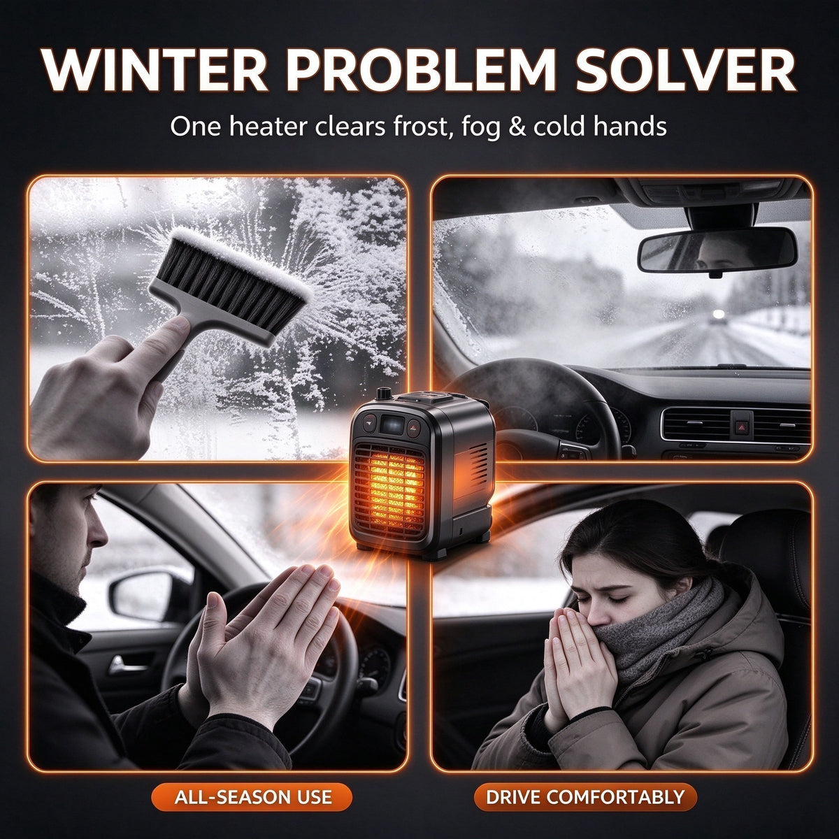 🔥50% OFF!!📢🚗 2-in-1 Portable Car Heater & Windscreen Defroster – Clear Frost & Fog Faster on Cold Mornings ❄️✨
