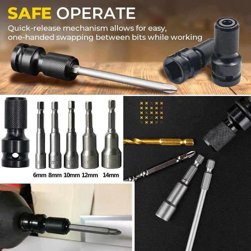 📢📢50% OFF !! ⏰ 1/4" Hex Shank Socket Converter – 1/2" to 1/4", Quick Release ⚙️