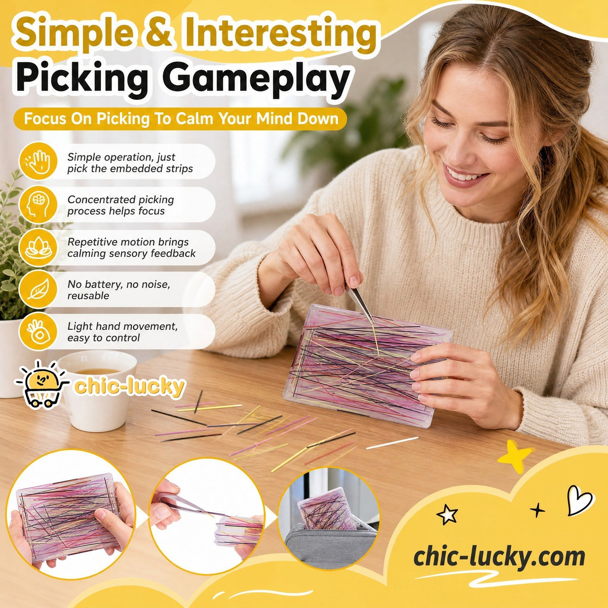 🔥50% OFF NOW!🧩 Rectangular Picking Fidget Toy – Anxiety Relief Tactile Plucking Sensory Toy with Metal Tweezers for Stress & Habit Relief