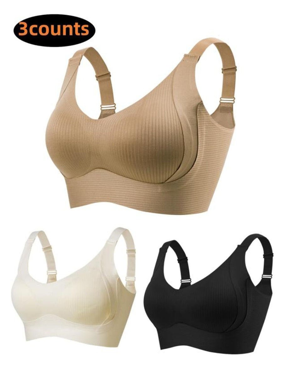 🎁2026 HOT SALE!🎁Huge discount 🔥 💕 Subtle Striped Seamless Bra with W-Support – Comfort & Style!