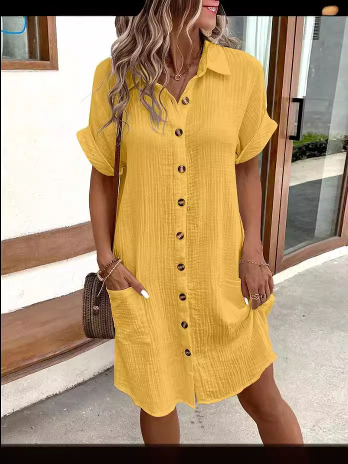 💎50% OFF! 💎✨Women’s Summer Midi Dress – Breezy, Flattering & Effortlessly Chic! Lightweight Button-Down with Pockets 🇬🇧☀️