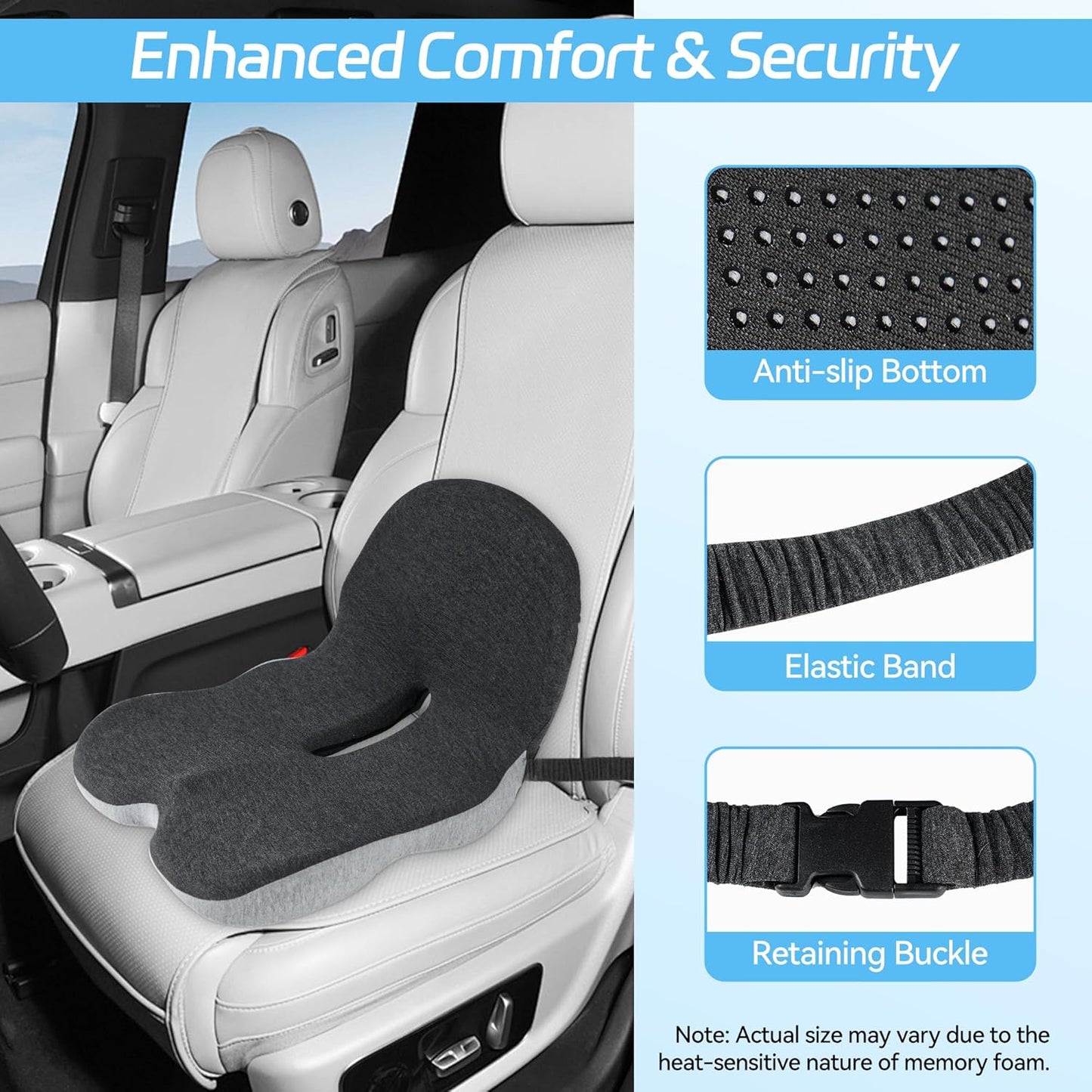 💎 50% OFF! 💎 Non-Slip Memory Foam Seat Cushion – Sciatica Relief, Breathable Mesh & Universal Fit for Car, Office & Wheelchair