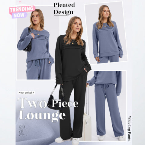 🔥LAST DAY 60% OFF✨Women's Crew Neck Top & Drawstring Pants Set