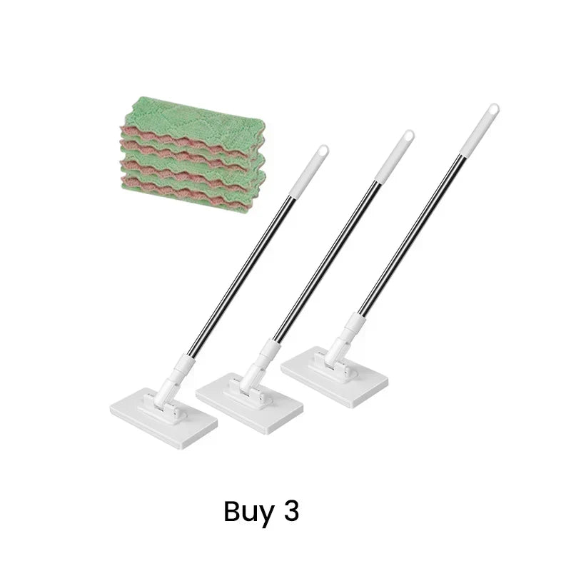 🧹50% OFF NOW! Auto-Clamp Flat Mop with Stainless Steel Extended Handle – One-Click Release Floor Mop, Works With Old Towels, Reusable Mop for Household Hard Surface Cleaning