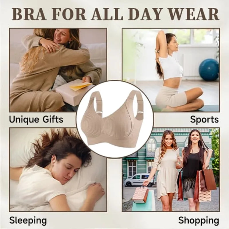 🎁HOT SALE!💕Subtle Striped Seamless Bra with W-Support – Comfort & Style!