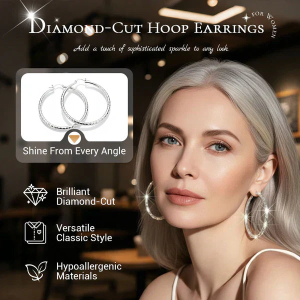 🎉BUY 1 GET 1 FREE🎁Diam🎉 BUY 1 GET 1 FREE 🎁 Diamond-Cut Hoop Earrings for Women – Elegant, Sparkling 💎ond-Cut Hoop Earrings for Women