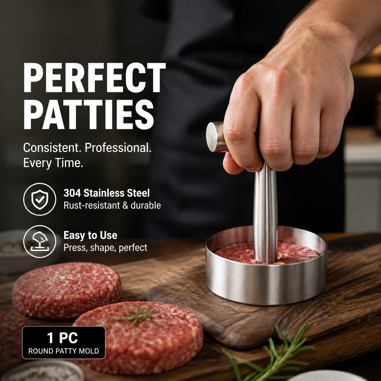 🍔 Perfectly Pressed Patties Every Time – 304 Stainless Steel Burger Maker. 50% Off. UK Stock