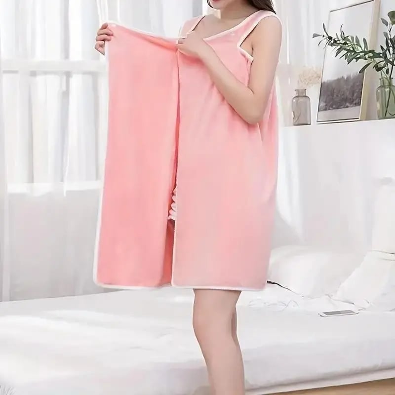 💥 50% OFF! ✨ Plus Size Women's Wearable Shower Skirt – Secure 2-Button Design, Super-Soft Coral Fleece & Quick-Dry Absorbent – Full Coverage That Stays Put, No Awkward Towel Drops 🚿