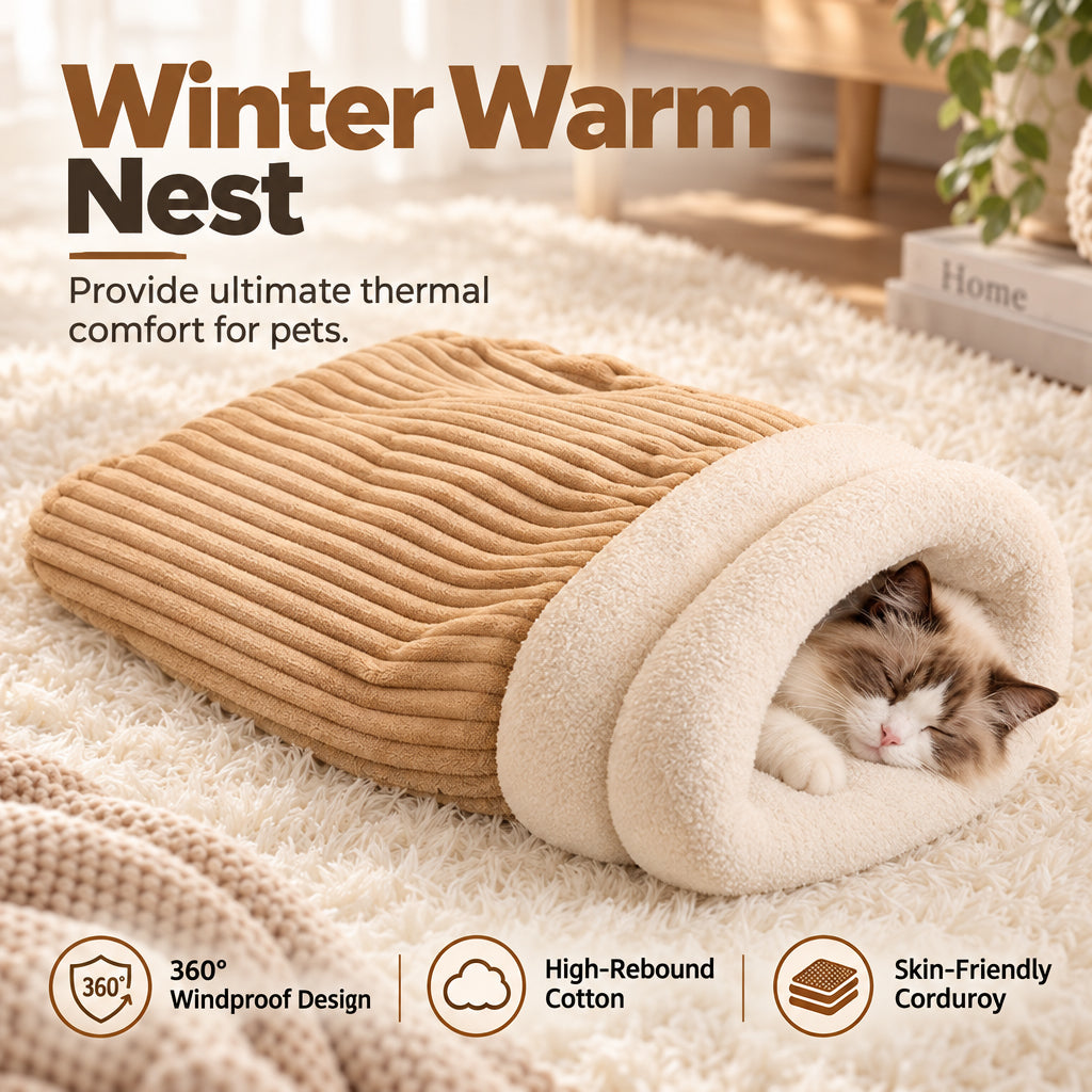 ❄️🐾Winter Warm Semi-Enclosed Pet Sleeping Bag