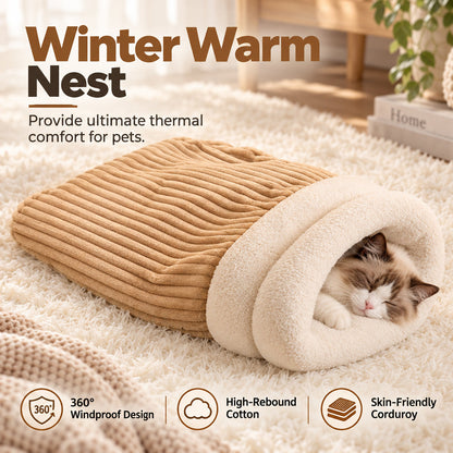 ❄️🐾Winter Warm Semi-Enclosed Pet Sleeping Bag