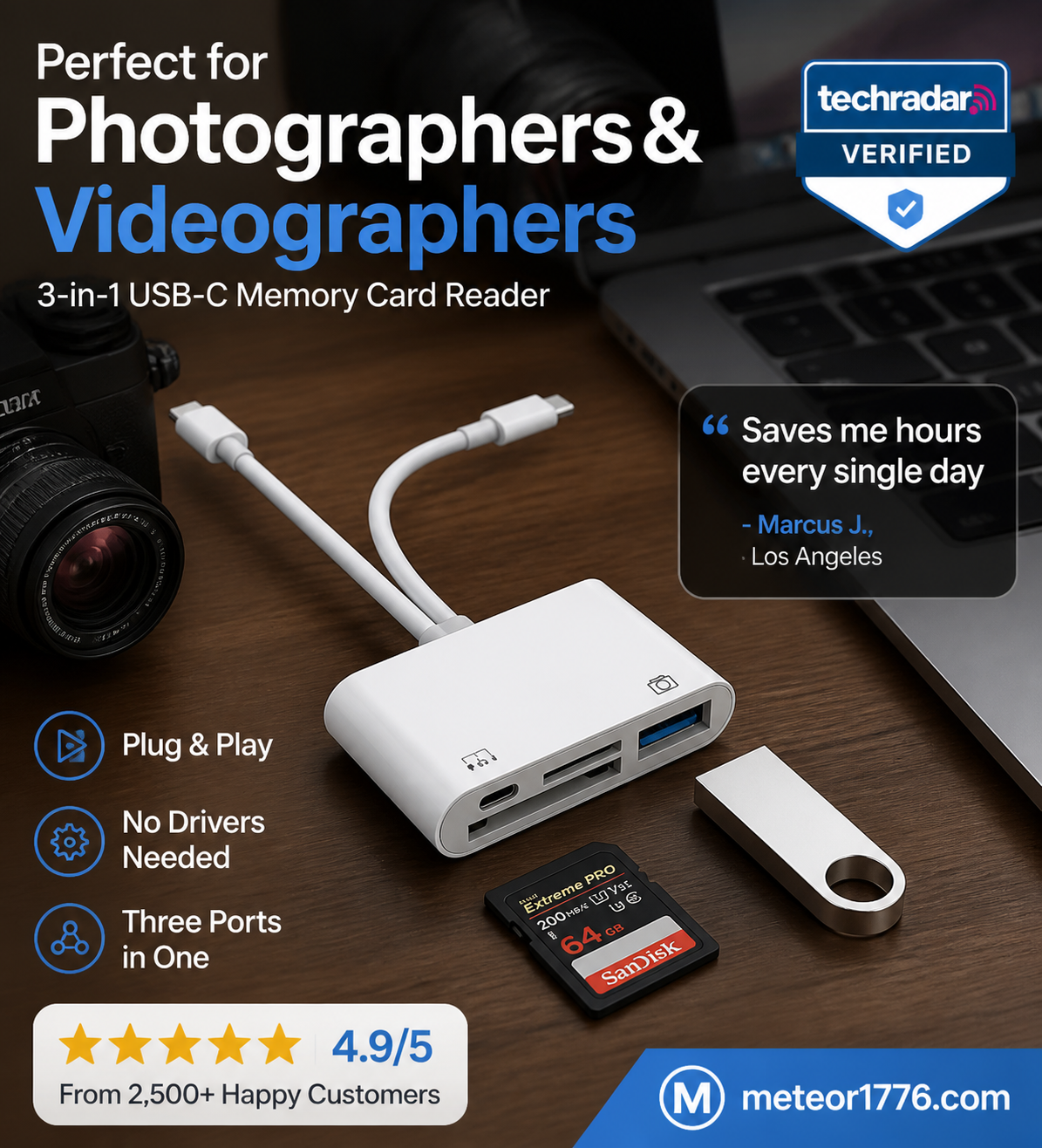 📢📢50% OFF !! ⏰ Read SD, microSD & CF cards – plug & play, fast transfer. 🔥📱