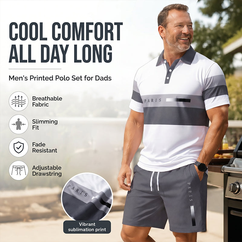 🔥Men's Short Sleeve Casual Set, Summer Beach Fashion Sport Wear, Plaid Pattern, Slim-Fitting, Above the Knee