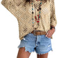 🔥Summer Hot Sale-50% Off!!💕Womens Bohemian-Inspired Beige Crochet Top with V-Neck