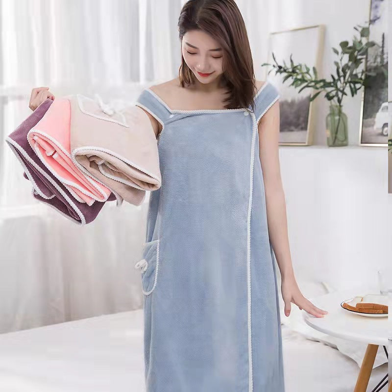 💥 50% OFF! ✨ Plus Size Women's Wearable Shower Skirt – Secure 2-Button Design, Super-Soft Coral Fleece & Quick-Dry Absorbent – Full Coverage That Stays Put, No Awkward Towel Drops 🚿