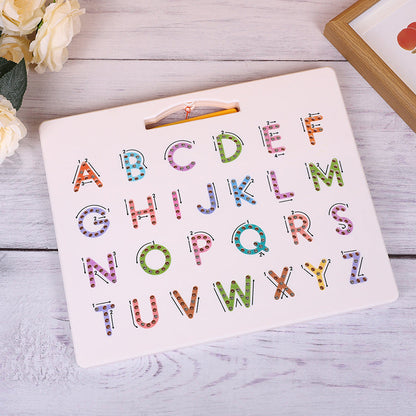 Magnetic Letter Tracing Board, 2-in-1 Double-Sided ABC Magnets for Kids Ages 3-5, Uppercase & Lowercase Letter Writing Practice - Preschool Learning Toys, Road Trip Car Activities for Toddlers, Learning Education Toys,back to school