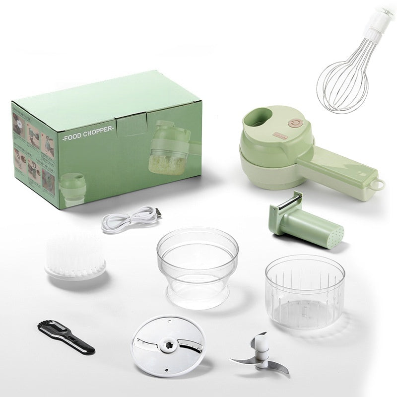 🏆 LIMITED-TIME 50% OFF! 🥕4‑in‑1 Handheld Electric Food Chopper‑ USB Rechargeable Mini Blender with Open Feeding Port, Portable Wireless Processor for Vegetables, Meat & Garlic