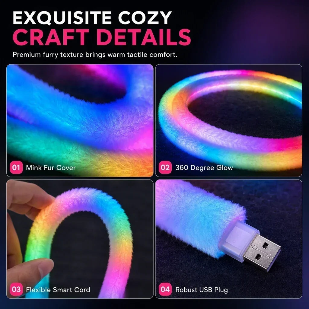 ⏳Limited-time 50% off⏰Faux Fur Neon Light Strip – 360° all-round glow 🌈💈